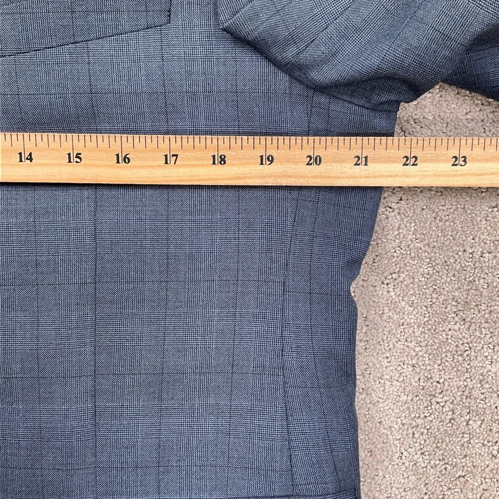 Alberto Cardinali Suit Mens 42S 36W 27L Blue Gray Plaid‎ Slim Fit  Lightweight